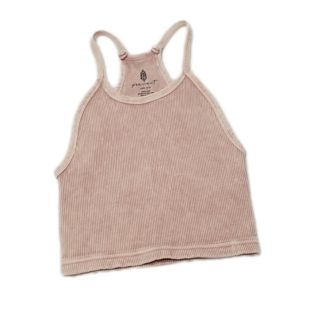 FP Movement by Free People Happiness Runs Cropped Ribbed Rose Tank Top XS